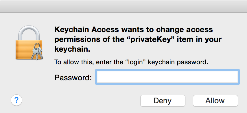 unable to change access control for my private key on mac